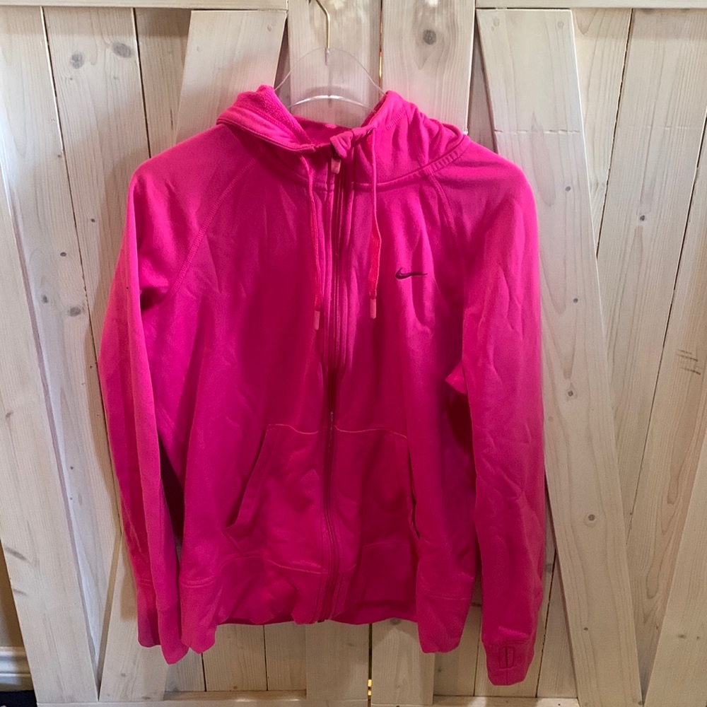 Therma Fit pink Nike zip hoodie medium for women.